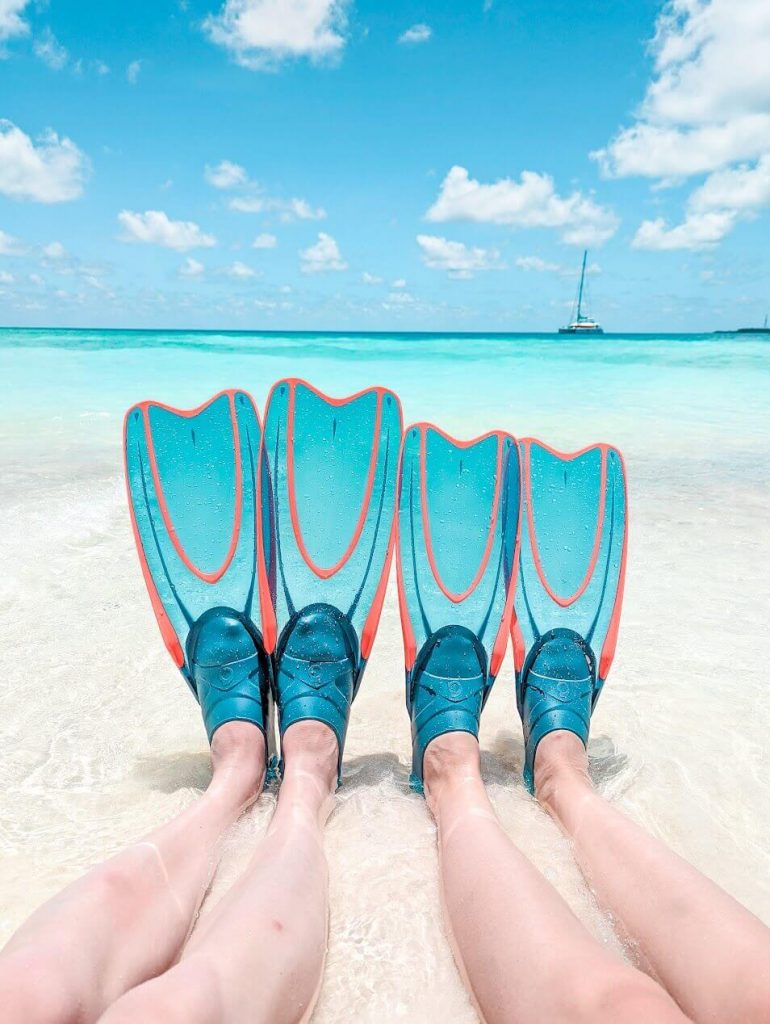 Snorkeling equipment fins Maldives